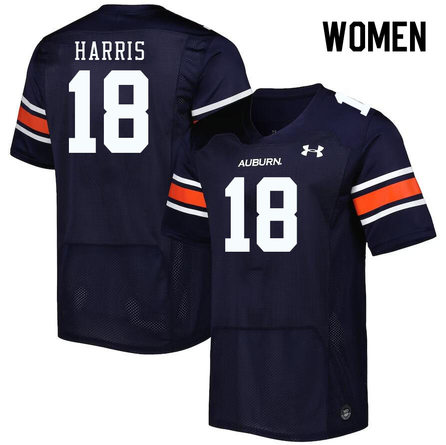 Women #18 Kaleb Harris Auburn Tigers College Football Jerseys Stitched-Navy